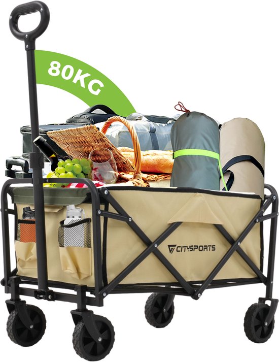 TC01 Opvouwbare Bolderkar - Opvouwbaar - 67*39*24cm - 80KG - Verstelbare hendel - 2 Standen - Sterk Frame - Dikkere Wielen met Rem van Merkloos