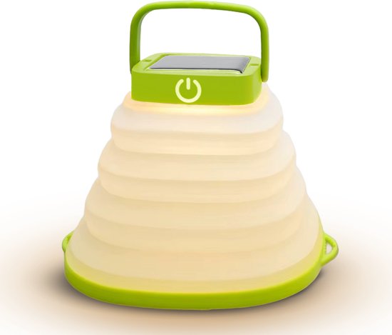 Tech Essentials Solar LED Lantaarn - Opvouwbaar - Groen - Tentlamp - Led Lamp Oplaadbaar - Kamperen - Nood - Storm - Hanglamp - Zonne Energie - USB-C