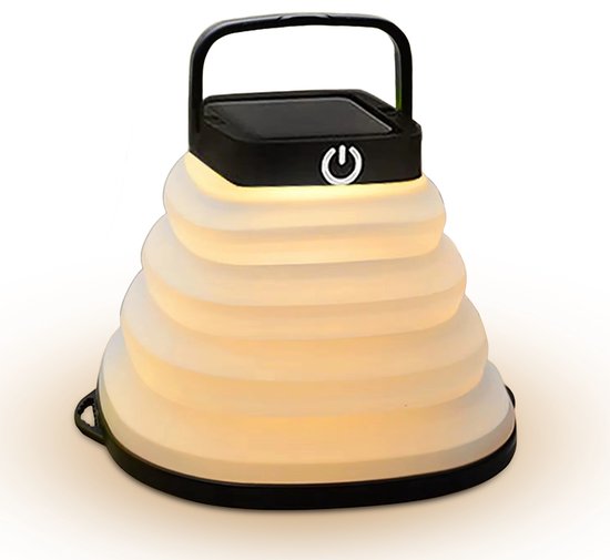Tech Essentials Solar LED Lantaarn - Opvouwbaar - Zwart - Tentlamp - Led Lamp Oplaadbaar - Kamperen - Nood - Storm - Hanglamp - Zonne Energie van Merkloos