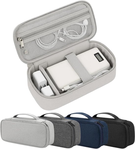 Tech Opberg Pouch - Kabel Organizer - Reizen Organiseren - Vocht Bescherming - 25x12x6.5 cm - Grijs