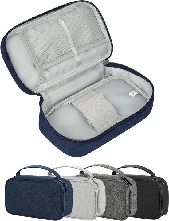 Tech Pouch - Organizer Tas - Elektronica Opbergen - Waterafstotend Canvas - 20 x 12 x 5.3 cm - Donkerblauw
