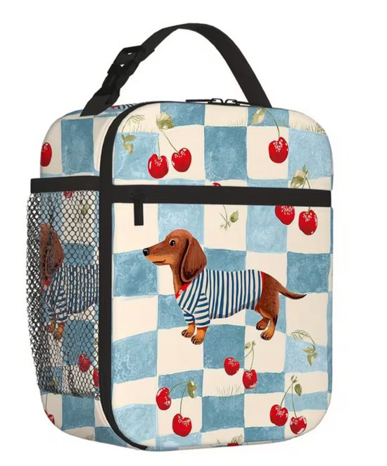 Teckel - teckel lunchtas - thermische koeltas - thermische warmhoud tas - teckel tas - hond - teckel draagtas - koelbox - koeltas - teckel koeltas - van Merkloos