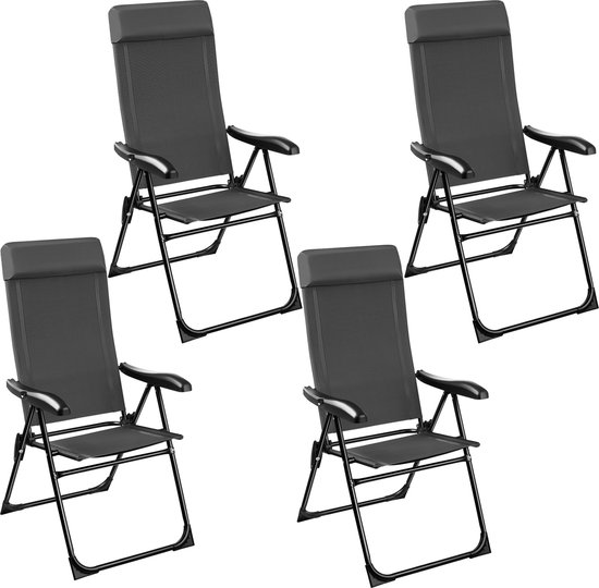 tectake® - Campingstoel - inklapbaar -staal met aluminium frame - set van 4 - antraciet van TecTake
