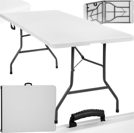 tectake® Campingtafel opvouwbaar - Draagbare kampeertafel - Vouwtafel buiten - Inklapbare tafel - Weerbestendig - Div. afmetingen – 183 x 76 x 74cm - Wit van Merkloos