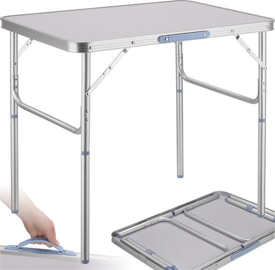 tectake® Campingtafel opvouwbaar - Draagbare kampeertafel - Vouwtafel buiten - Inklapbare tafel - Weerbestendig – Div. afmetingen 75x55x68cm - Grijs van Merkloos