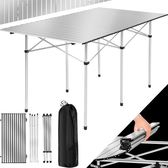 tectake® - Campingtafel - Opvouwbaar - Incl. draagtas - 140 x 70 cm - Grijs - 401170 van Tectake