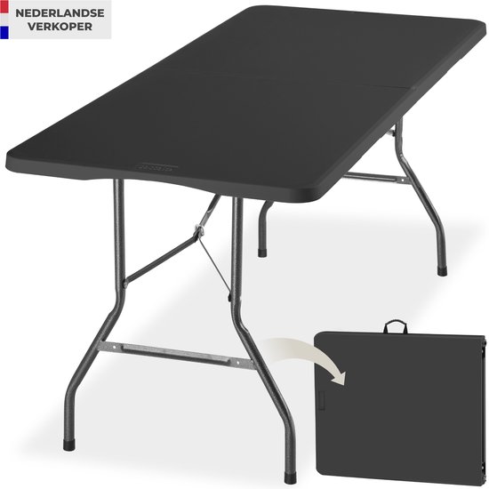 tectake® Inklapbare Campingtafel - 180 x 70 x 74 cm - Kampeertafel - Picknicktafel - Tuintafel - Weerbestendig - Met Draaggreep - Antraciet