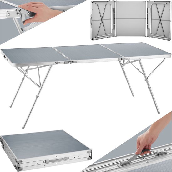 tectake® - Kampeertafel campingtafel Jumbo inklapbaar - Aluminium frame - 180 x 70 x 70,5 cm van Tectake
