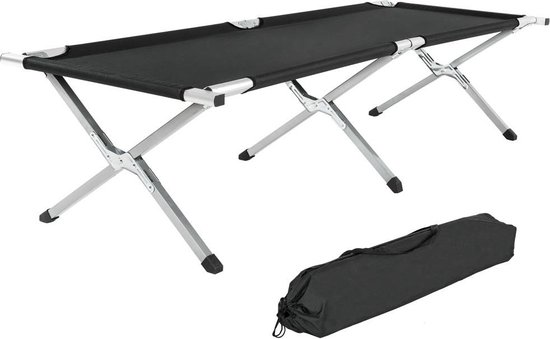TecTake veldbed - xl veldbed 190 cm - Zwart - 401212 van TecTake