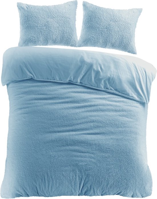 Teddy fleece dekbedovertrek onderkant microvezel - blauw - lits-jumeaux - 240x220 + 2 st 60x70cm van Présence.