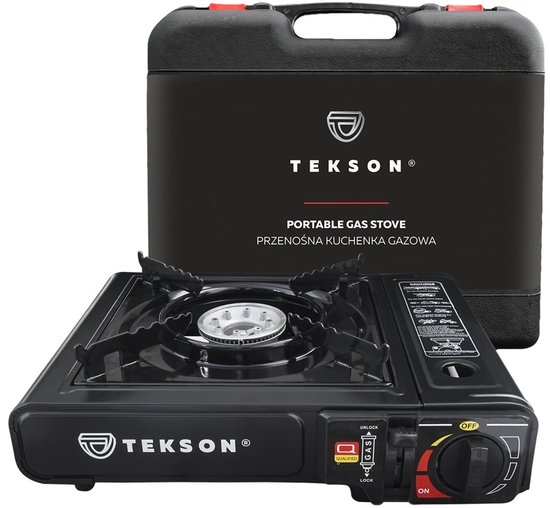 TEKSON draagbaar camping gasstel in kunststof koffer