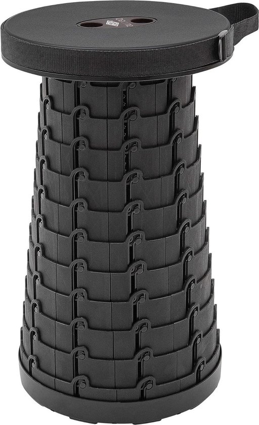 Telescoopkruk TÜV- en GS-getest kunststof zwart 255 cm - Opvouwbare kruk met verstelbare hoogte pop up stool van T