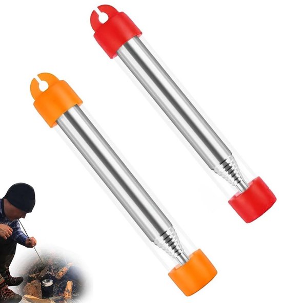 Telescopic Stroke Fire Tube - 2 Pieces - Blow Tube - Portable Folding Bearings - Fire Tools - Stainless Steel Bag - Cooking - Camping - Picnic