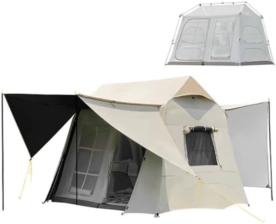 Tent - 2-Laags Verduisteringstent voor Camping met Projectiewand - Luxe Waterdichte Familietent voor 3-4 Personen met Aluminium Frame en Snelopbouwsysteem - 230x260x190 cm van Merkloos