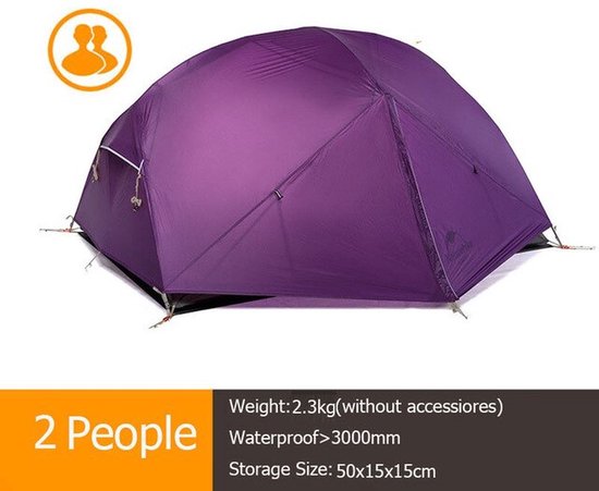 Tent 2 Persoons - Camping Tent - Kampeer Tent - Buiten Tentje - Waterdicht - Outdoor - Kamperen - Tenten - Kampeertent - Paars van T