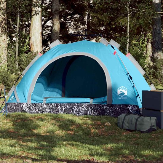 Tent 2-persoons snelontgrendeling blauw van Merkloos