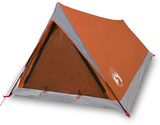 Tent 2-persoons waterdicht grijs en oranje van Merkloos