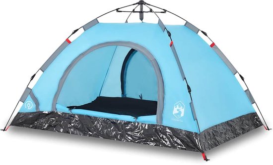 Tent 4-persoons snelontgrendeling blauw van Merkloos