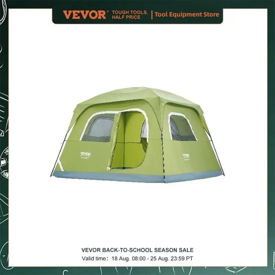 Tent - 6-Persoonstent - Familietent - Tent voor Kamperen en Outdoor - Directe Opzet - met Handige Draagzak - Camping - Groen - 6 personen - 305 x 275 x 200 van T