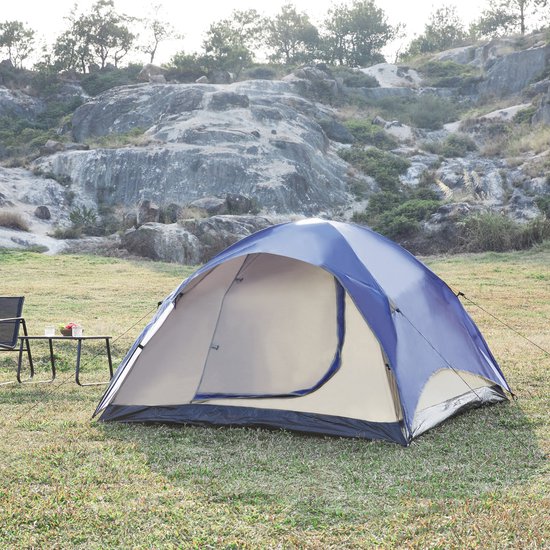 Tent Bergeijk 213x213x130 cm blauw en beige