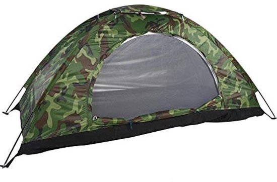 Tent, camouflage, 1-persoons, waterdicht, voor buiten, camouflage, uv-bescherming voor camping (kleur: groen) van Merkloos