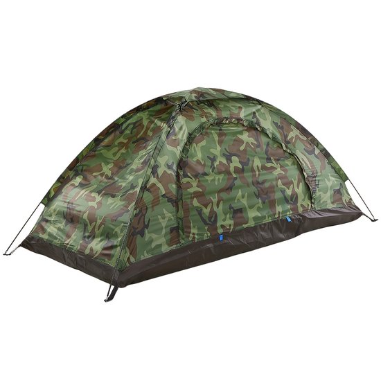 Tent-Camping tent-1-Persoons-(180x90)cm Woodland Patroon- Opvouwbaar, Mesh Ventilatie, Weerbestendig-Opbergruimte en 4 Haringen - Ideaal voor Alle Seizoenen. van Obelink