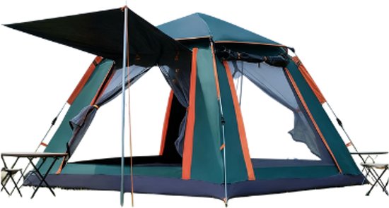 Tent-Camping tent-Familie Campingtent voor 4-6 Personen -(240X240X155) cm Zelfopblazend en Snel Opzetten-Duurzaam Oxford Stof met Ademende Mesh Panelen-Draagbaar Ontwerp-(Donkergroen). van Merkloos