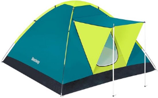 Tent-Camping tent-Kampeertent met Regenhoes-3-Persoons -(2,1L x 2,1B x 1,2H)m-GROEN. van Merkloos