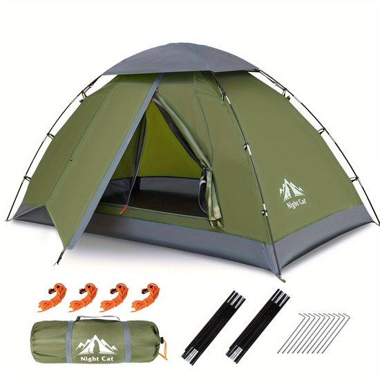 Tent-Camping tent voor 1 persoon-Makkelijke Clip-opzet Campingtent -Compact en Lichtgewicht Draagbaar-Groen.