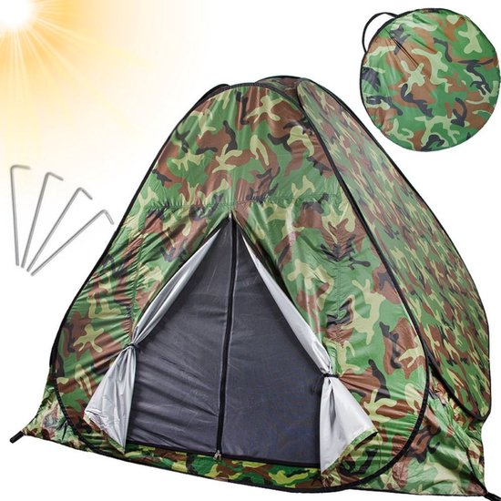 Tent-Camping tent-Zelfopzetbare-kampeertent voor 3-4 personen-Waterdicht en Winddicht- Ingang met klamboe- Versterkte vloer-automatische camouflage kampeertent. van Merkloos