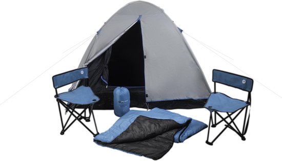 Tent - complete camping set incl. 2 stoelen en 2 slaapzakken - tent 2 persoons - festival
