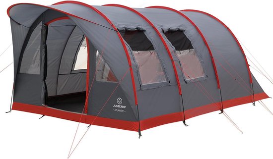 Tent - Geschikt Voor 3 Personen - Tunneltent - Camping - Familie Tent - Met Luifel en Ingebouwde Bodem - 400 x 200 x 200 cm - Kampeertent - Donkergrijs van Merkloos