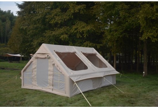 Tent, Grote Opblaastenten Huis, Beige van Outsunny