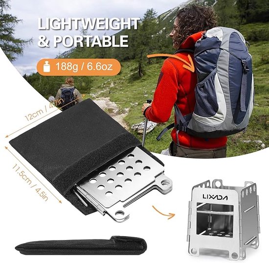 tent kachel / Draagbare Lichtgewicht - camping gas stove Portable collapsible, ‎1.63 x 9 x 10.92 cm van T