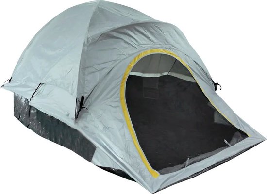 Tent - Kampeertent - Autokoffertent - Kampeer Achterklepluifel - Zonwerende Autotent - Glasvezelstang - Waterdicht - 200cm - Lichtgrijs van TOURROLL