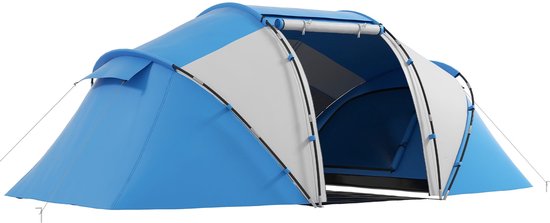 Tent – Kampeertent – Familietent – Tunneltent – Koepeltent – Waterdicht 2000 mm – Lichtgewicht 4-6 Personen – Blauw van Obelink