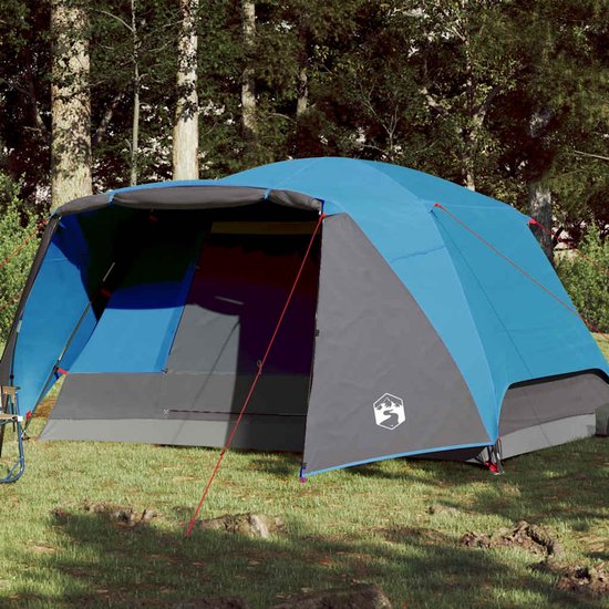 Tent met luifel 4-persoons waterdicht blauw van Merkloos