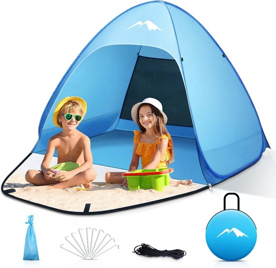 Tent Strand 2 seconden maat S (voor 1-3 personen) en L (voor 2-4 personen) - dubbele ritssluiting - uv-bescherming - draagbaar - extra licht - tuin barbecue wandelen van Merkloos
