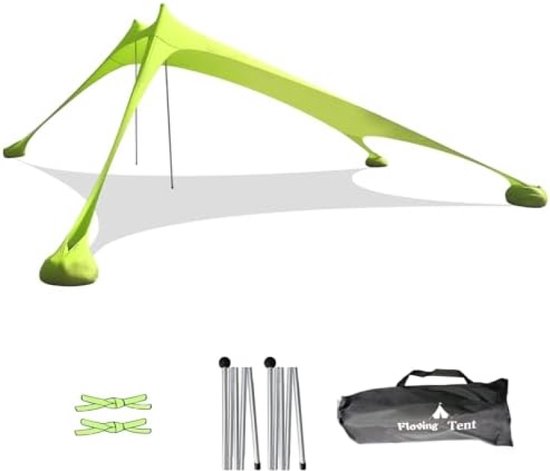 Tent - Strandschaduw tent - Zonnescherm - voor 4-5 personen - Groen - Polyester - 210 x 200 x 160 cm van T