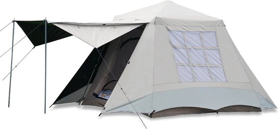 Tent - Strandtent - Campingtent - Ultralichte Campingtunneltent - Dubbellaags - Waterdichte Campingtent - Tweedeurs - Draagbaar - Automatisch Opzetbaar - Tent voor Kamperen Wandelen - Grijs van Merkloos
