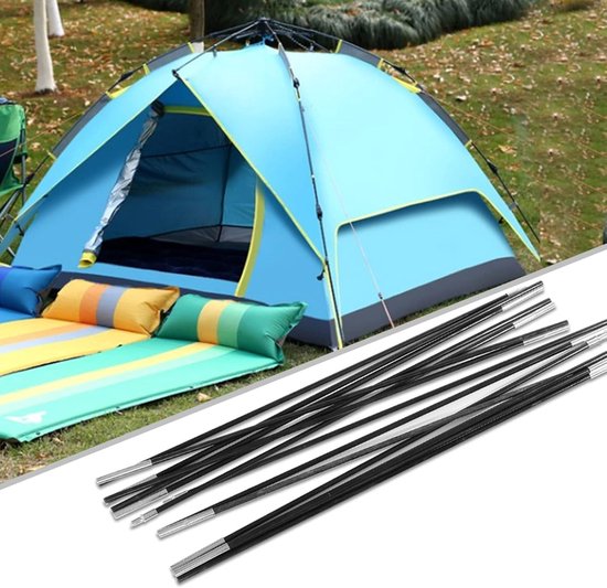 Tent Support Pole - Outdoor Camping - Fiberglass Multi-Piece Folding - Geschikt voor 3-4 Personen van Merkloos