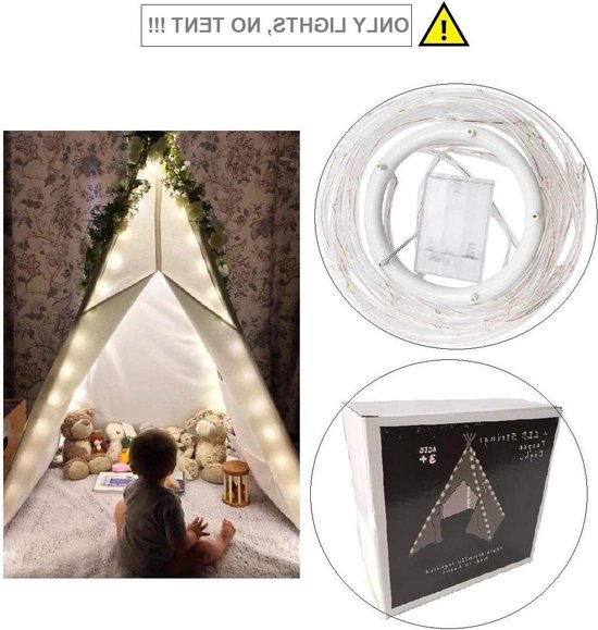 Tent verlichting - Led-lichtsnoer voor tipi-tent - kinderen theepee speeltent - decoratief feeënlichten - 4 x ketting van T