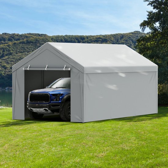 Tent - Vervangende Overkapping - Pickup Truck Tent - Zonder Frame - 10x20 ft - Garage Tent - Shelter Tarp - Waterdicht & UV-beschermd - Tuin Buiten Carport - Grijs van VOUNOT