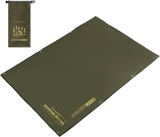 Tent vloerdoek - Outdoor mat - Kamperen en picknicken - Waterdicht PU2000mm - 205 x 135 cm - Leger groen