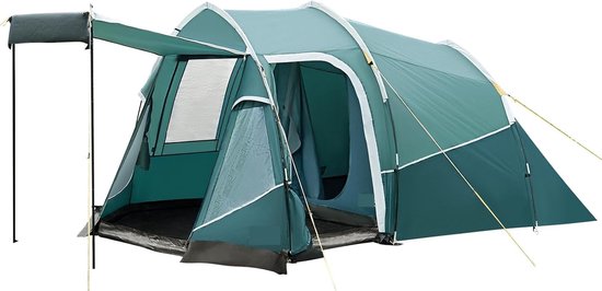 Tent voor 3 personen, waterdicht, 3000 mm, met voortent, raam, tunneltent, familietent, festivaltent voor camping, reizen, trekking, tuin van CampFeuer