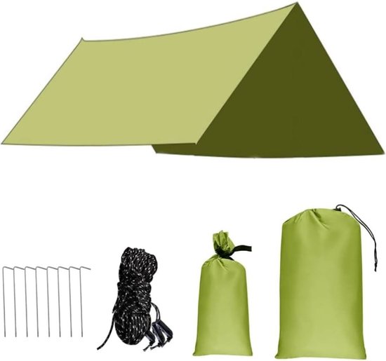 Tent, waterdicht, 3 m x 3 m, camping, tarp, ultralicht, hangmat, luifel, waterdicht, tent, Oxford-Zeil, 2000 mm, regenscherm, zone voor buiten, irriteren, strand, groot van T