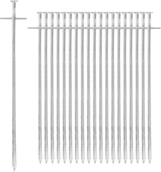 Tentharing | 20 Stuks | Ø6 x 230mm / 35mm | Stalen Staaf | Stormharing Grondpen | T-vorm van Merkloos