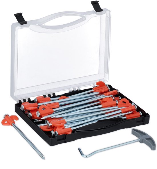 Tentharing - set van 30 - harde grond - haringtrekker en box - 20,5 cm - staal