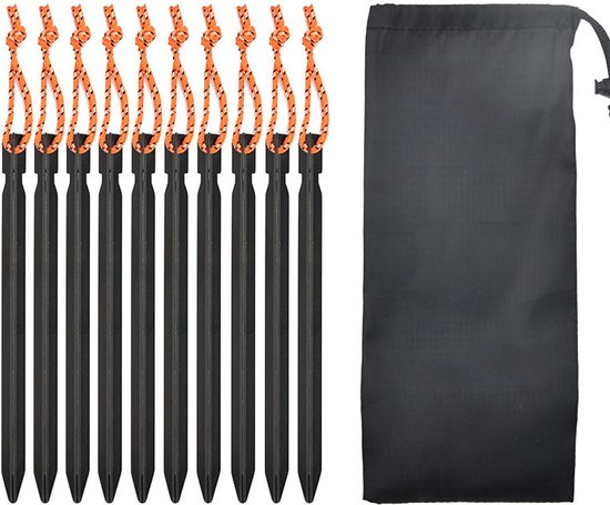 Tentharingen 10 stuks - V-shape Haringen 18cm - Grondpennnen - zandharingenset - lange haringen - Hexagon Haringen - Aluminium Haringen Tent - Zeer sterk - Grondpen/tentharing - Inclusief Trekkoord en Haringzak - kamperen en tent van T