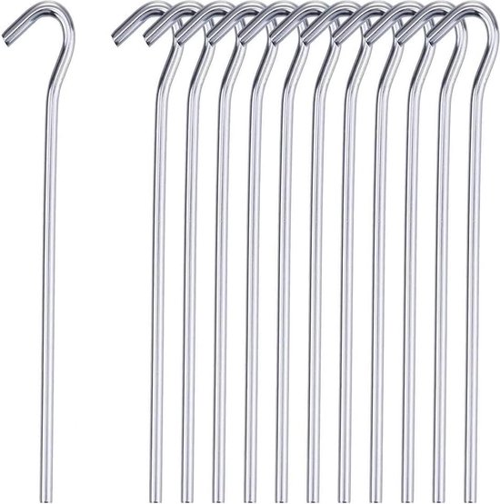 Tentharingen - 30 Stuks - Gegalvaniseerd Staal - Tent spijker - 23 CM Lang - Staal - 5MM Ø van Merkloos